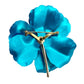 vintage metal large metallic blue flower BROOCH faux pearls floral jewelry pin