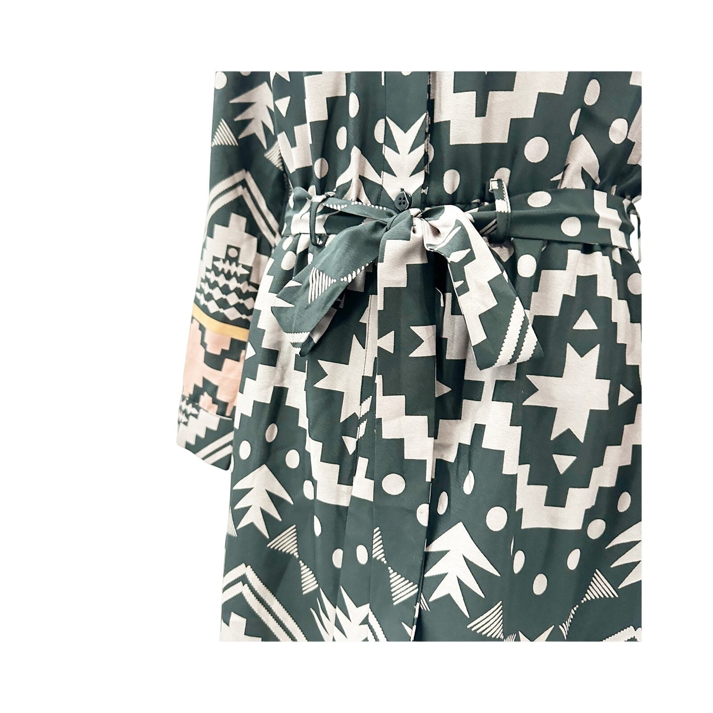 Collective Concepts black gray pink Shirt Dress geometric women's SMALL tie belt