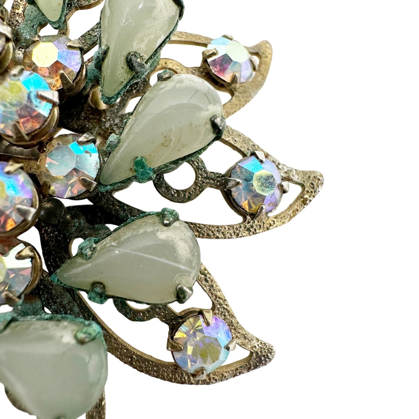 vintage rhinestones pearls pale blue stones BROOCH jewelry pin
