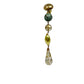 5" long dangling beaded gold clear turquoise EARRINGS costume jewelry