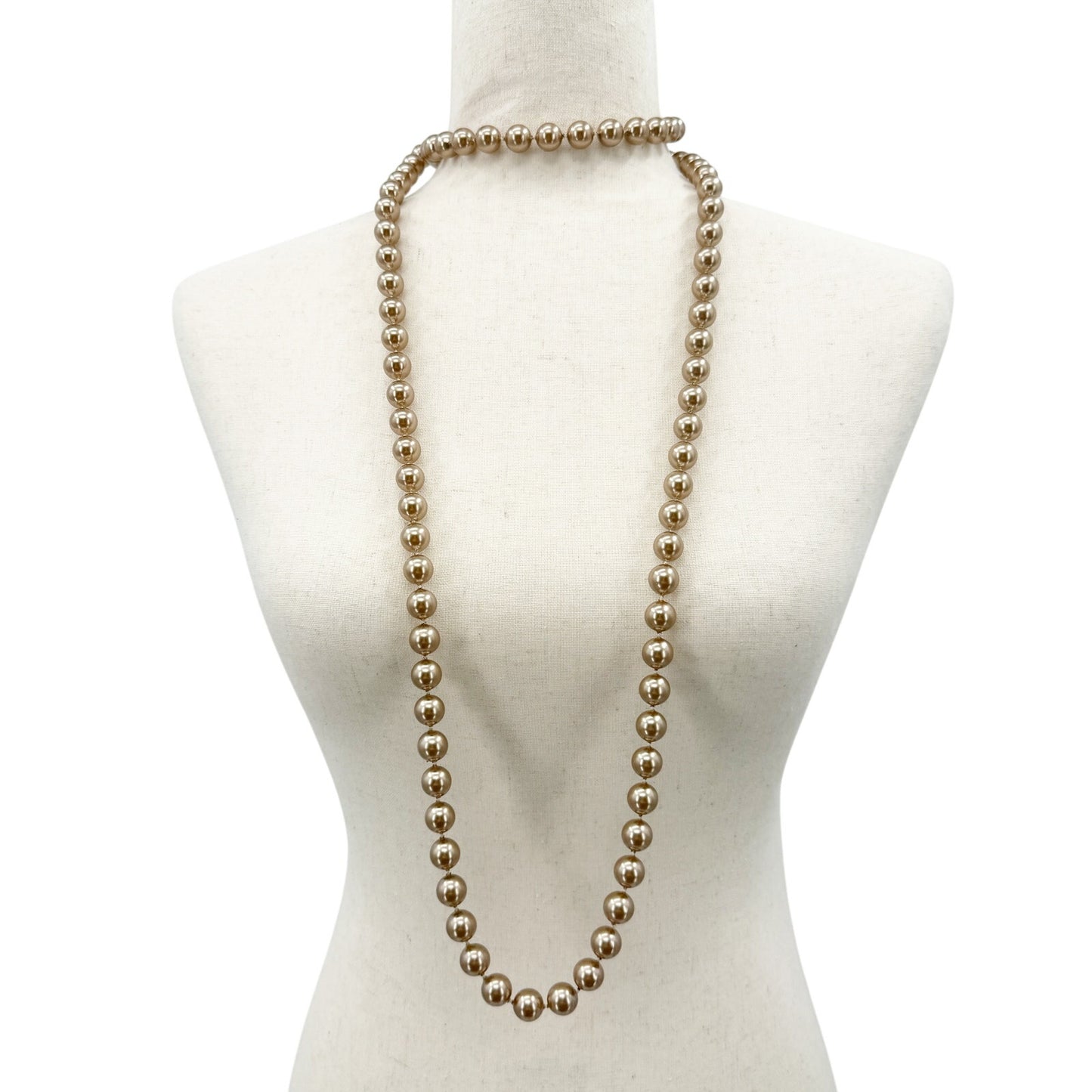 vintage long strand light bronze beads Beaded Necklace costume jewelry