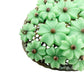 vintage small green flowers on oval metal BROOCH floral jewelry *missing pin*