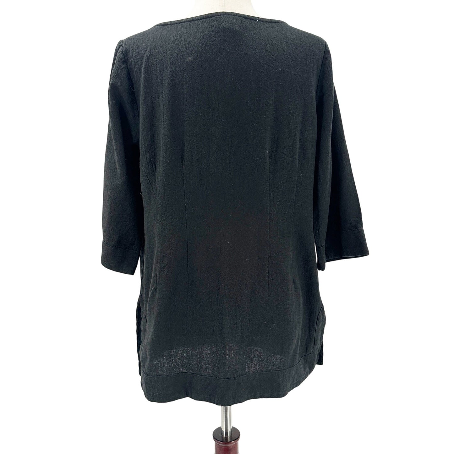 Soft Surroundings solid black Tunic Top 3/4 sleeves women's Medium Petite MP