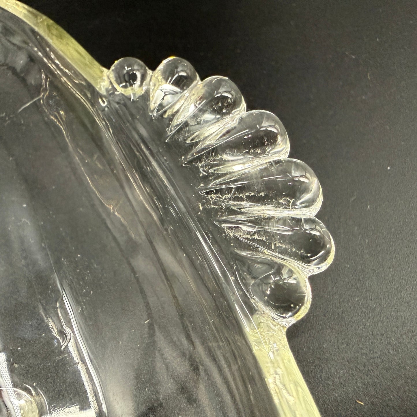 set of 5 vintage Hazel-Atlas Informal clear teardrop Snack Plates glassware