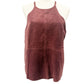 Townsen burgundy brown Suede Leather Halter lined Top women's LARGE high neck