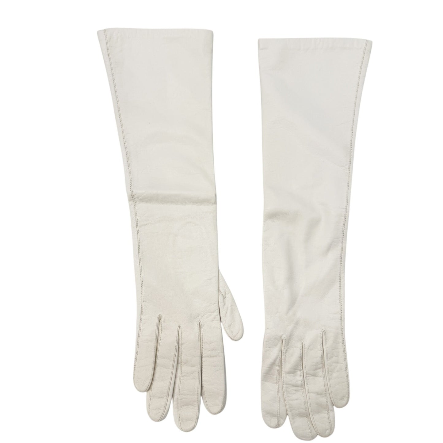 vintage Aris of Paris white leather Below Elbow Dress Gloves women's 7 small