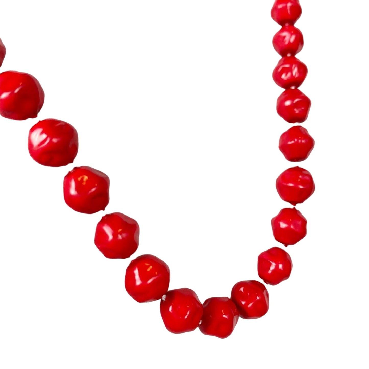vintage 30" strand of red beads NECKLACE costume jewelry