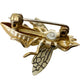 vintage brown & yellow gold Wasp Brooch flying insect jewelry pin made in Korea