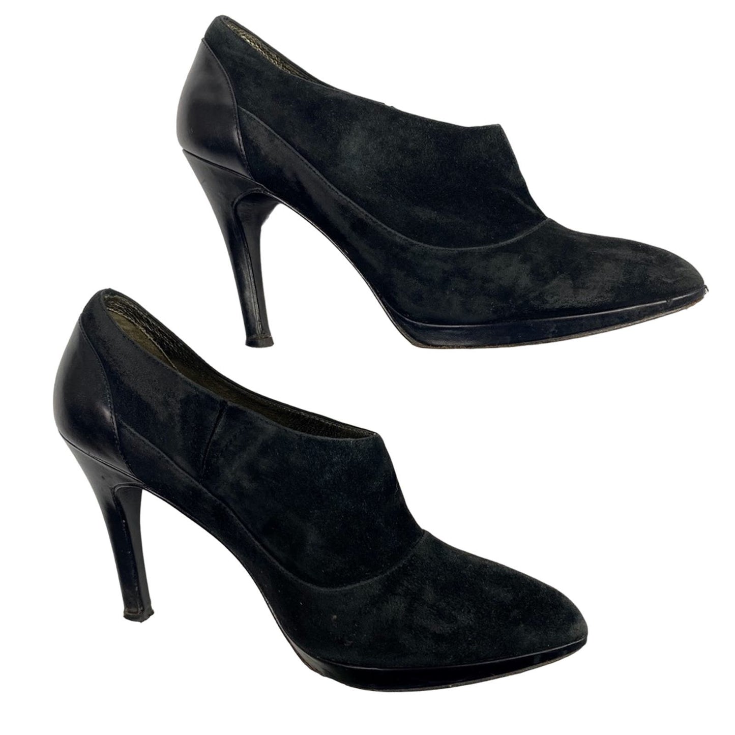 DaniBlack Ankle black suede Boots slip-on booties stiletto Heels size 6.5 shoes