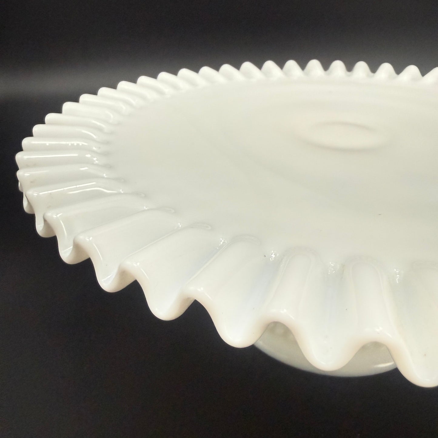 vintage Fenton white Hobnail Milk Glass round Cake Plate pedestal Stand 12.5"