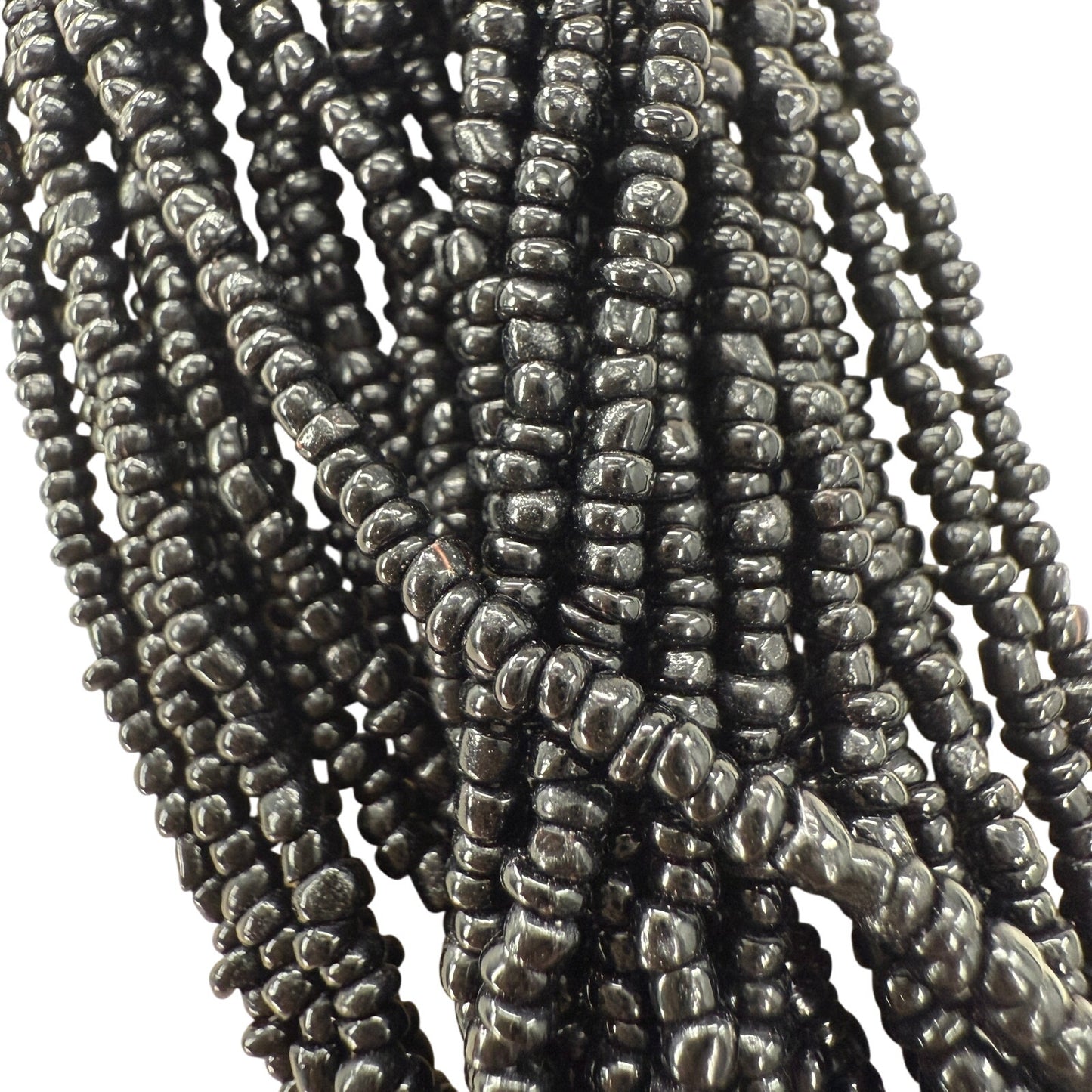 multi-strand black seed bead Necklace moss agate oval Pendant beaded strands