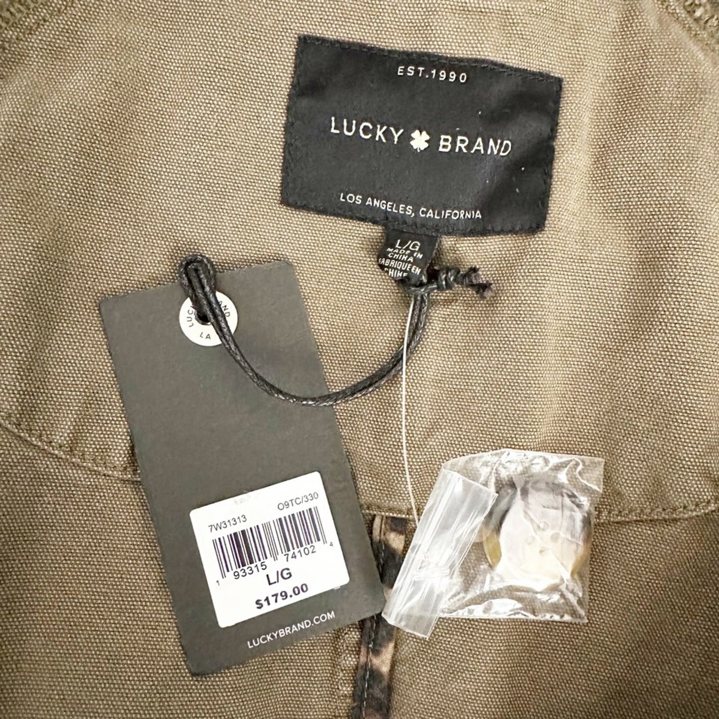 Lucky Brand olive green The Relaxed Trench Coat Jacket womens size LARGE new