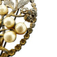 vintage gold metal faux pearls & rhinestones flower BROOCH floral jewelry pin