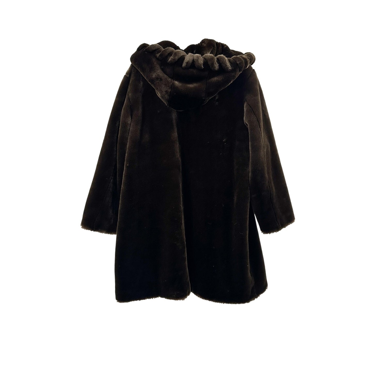 Coldwater Creek dark brown faux fur COAT hooded XL fully lined winter outerwear