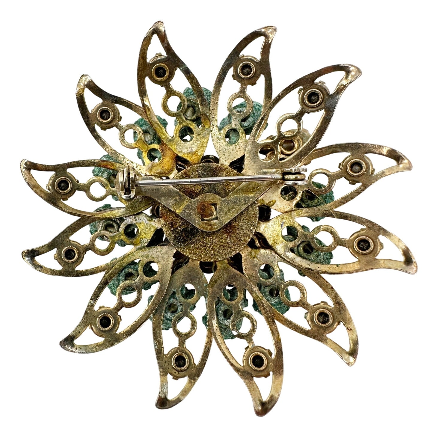 vintage rhinestones pearls pale blue stones BROOCH jewelry pin