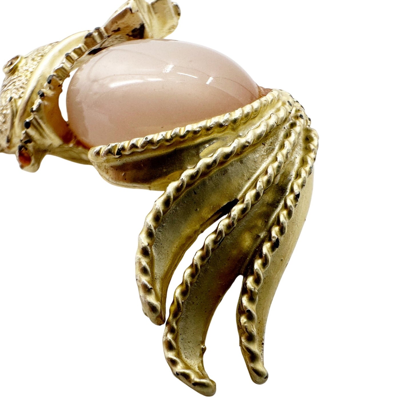 vintage gold & pink fish BROOCH fantail goldfish jewelry pin