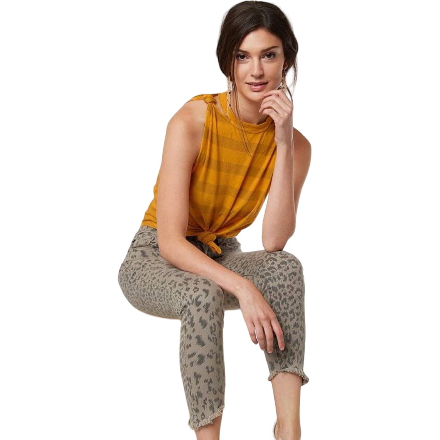 We the Free People mandarin orange The Twist striped Tank top XS shirt NEW $48