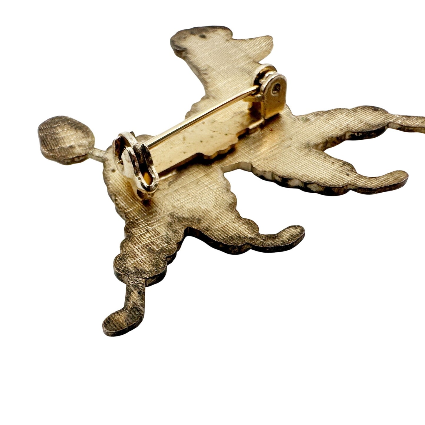 vintage yellow & gold metal poodle BROOCH jewelry pin