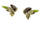 vintage green brown & gold leaf clip-on EARRINGS costume jewelry