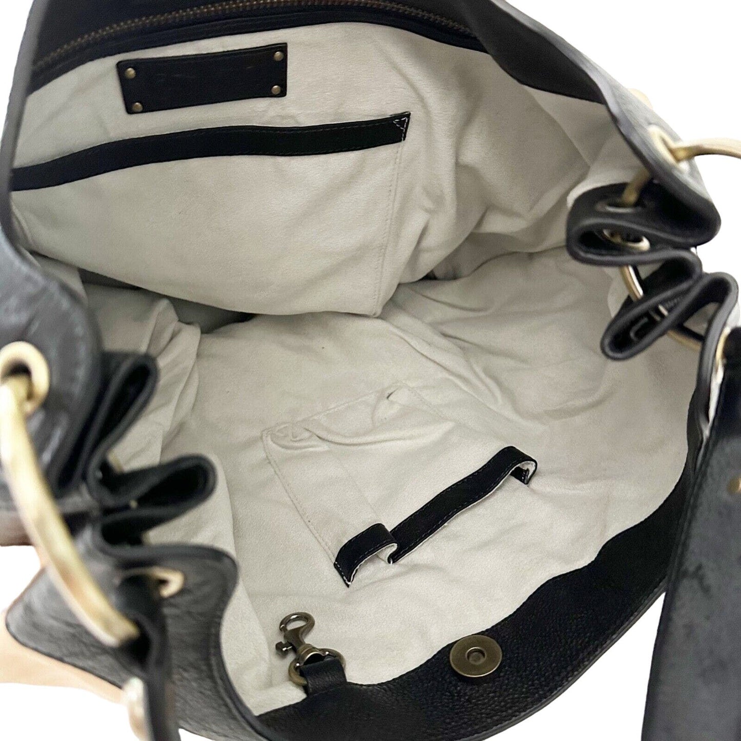 Tre Vero black & beige leather opaque beaded HANDBAG shoulder purse bag