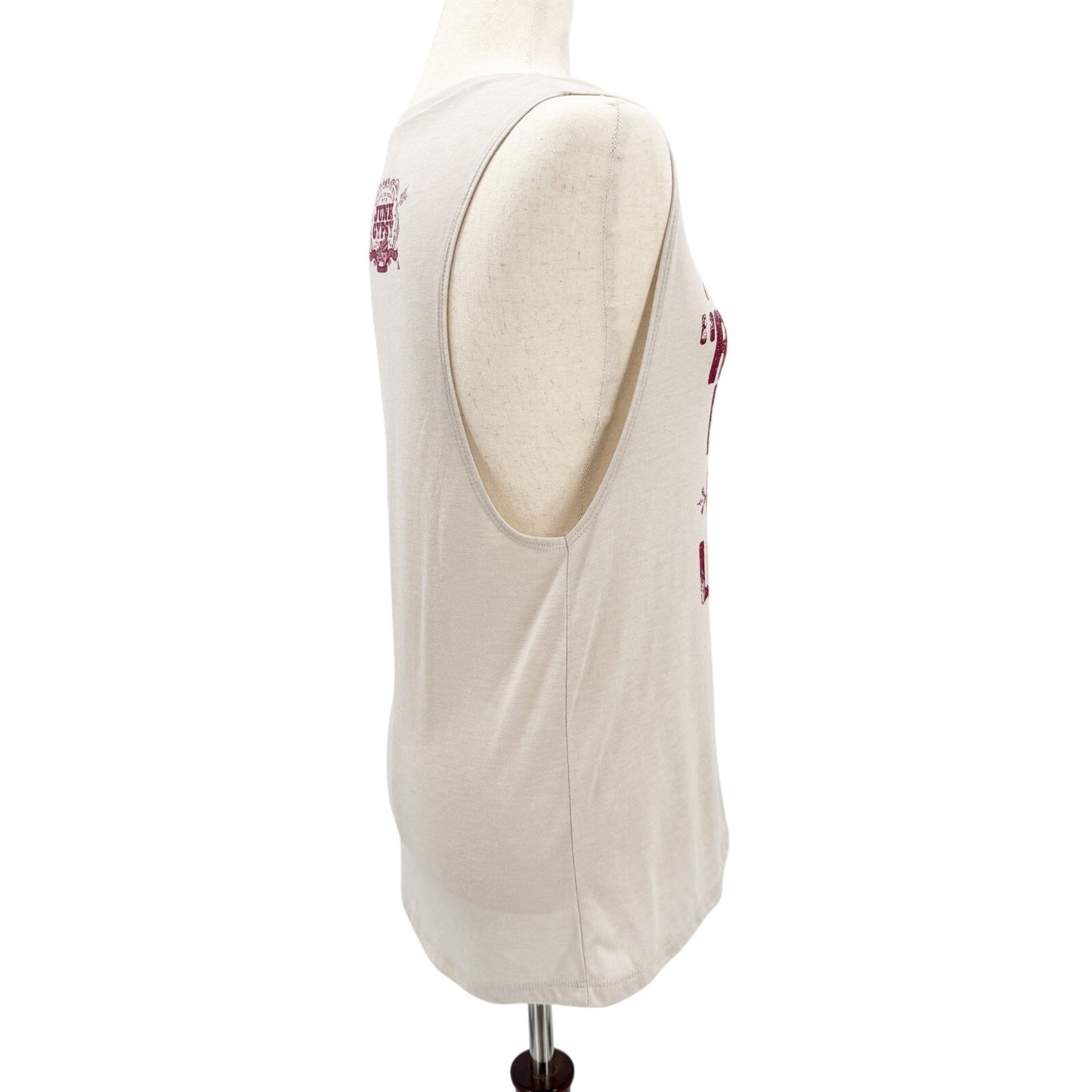Resist Much Obey Little Tank Top women's MEDIUM beige burgundy Junk Gypsy tee