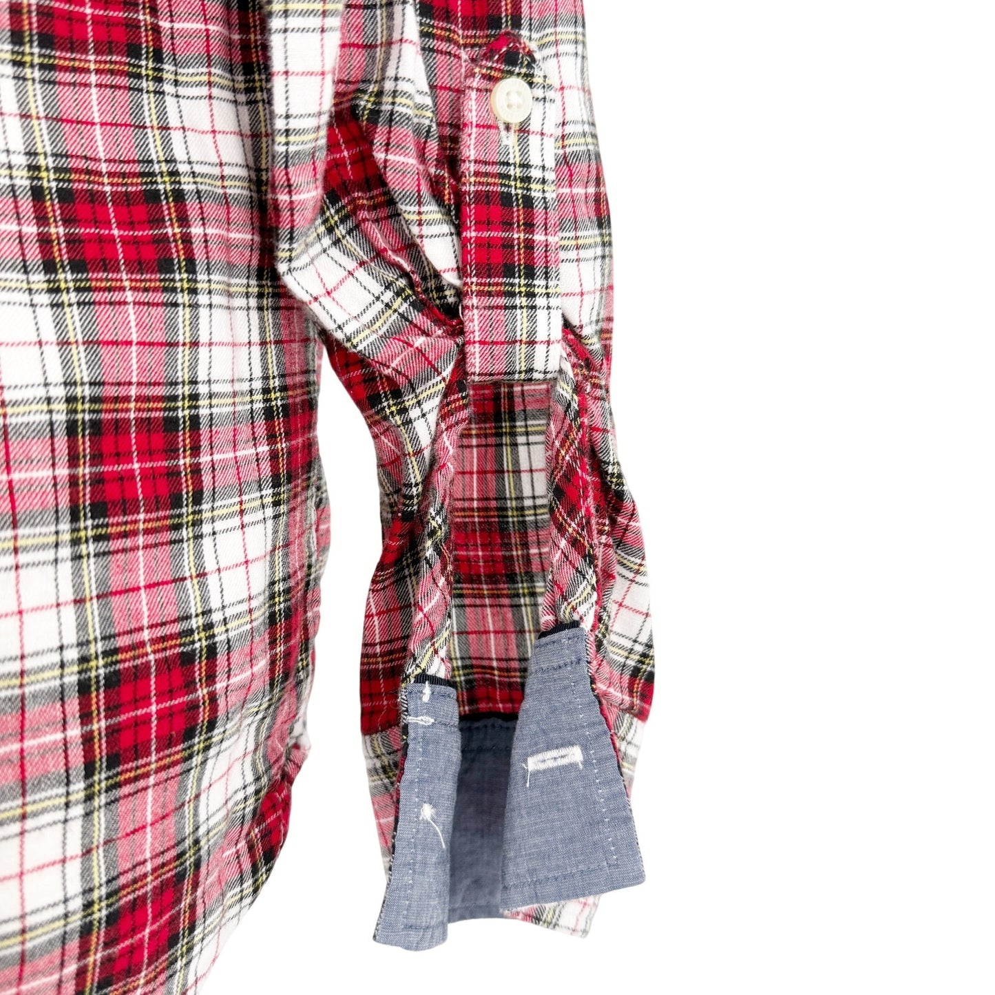 Tommy Hilfiger red white plaid Button Down Shirt women's MEDIUM flannel top