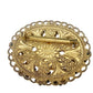 vintage West Germany yellow gold BROOCH jewelry clip EARRINGS rhinestones pearls