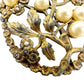 vintage gold metal faux pearls & rhinestones flower BROOCH floral jewelry pin