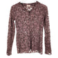 SAGA dark brown LACE sheer blouse TOP long sleeves women's S small