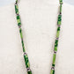 vintage dark & light green Paper Clip Tassel Necklace silver tone metal jewelry