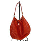 large Adrienne Vittadini red leather basketweave HANDBAG bag top handle purse