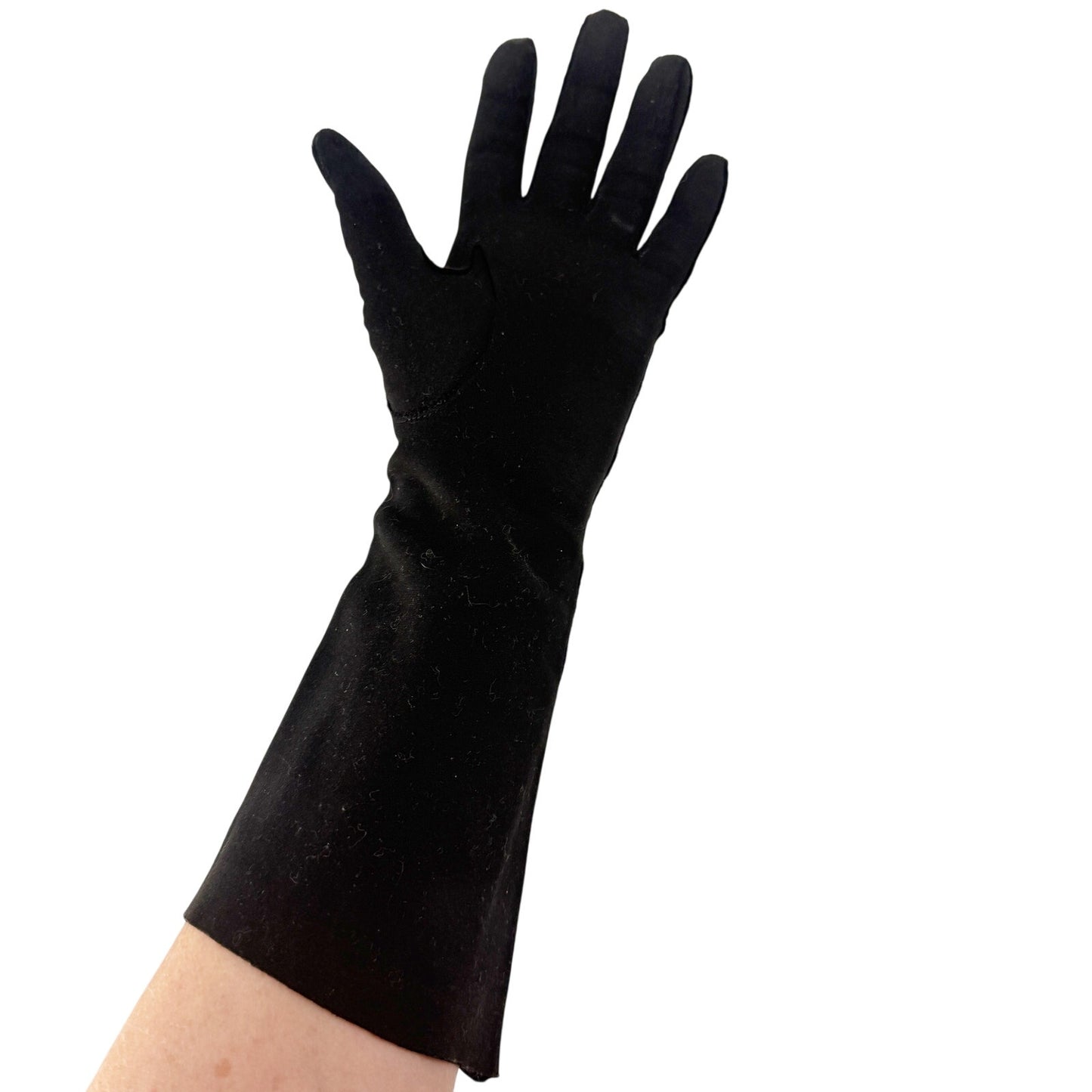 vintage black Fashion Dress Gloves women's S / M small medium below elbow length