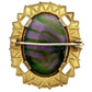 vintage antique gold tone metal purple & green oval stone BROOCH jewelry pin