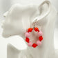 handmade pink & orange loop beaded EARRINGS jewelry NEW made with vintage beads