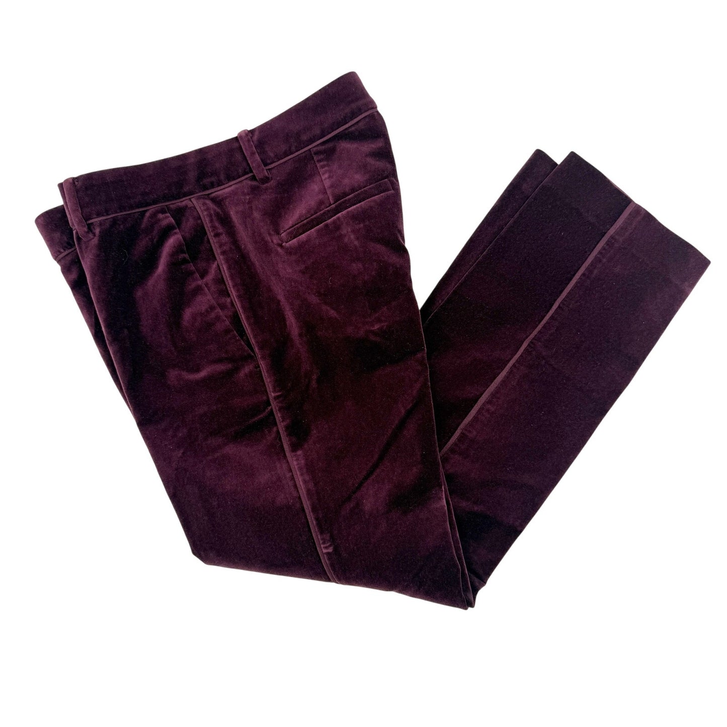 Ann Taylor dark plum Velvet Trousers Pants women's 2 small Devin Fit dressy