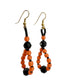 handmade orange &. black beaded EARRINGS jewelry NEW made w/ vintage beads