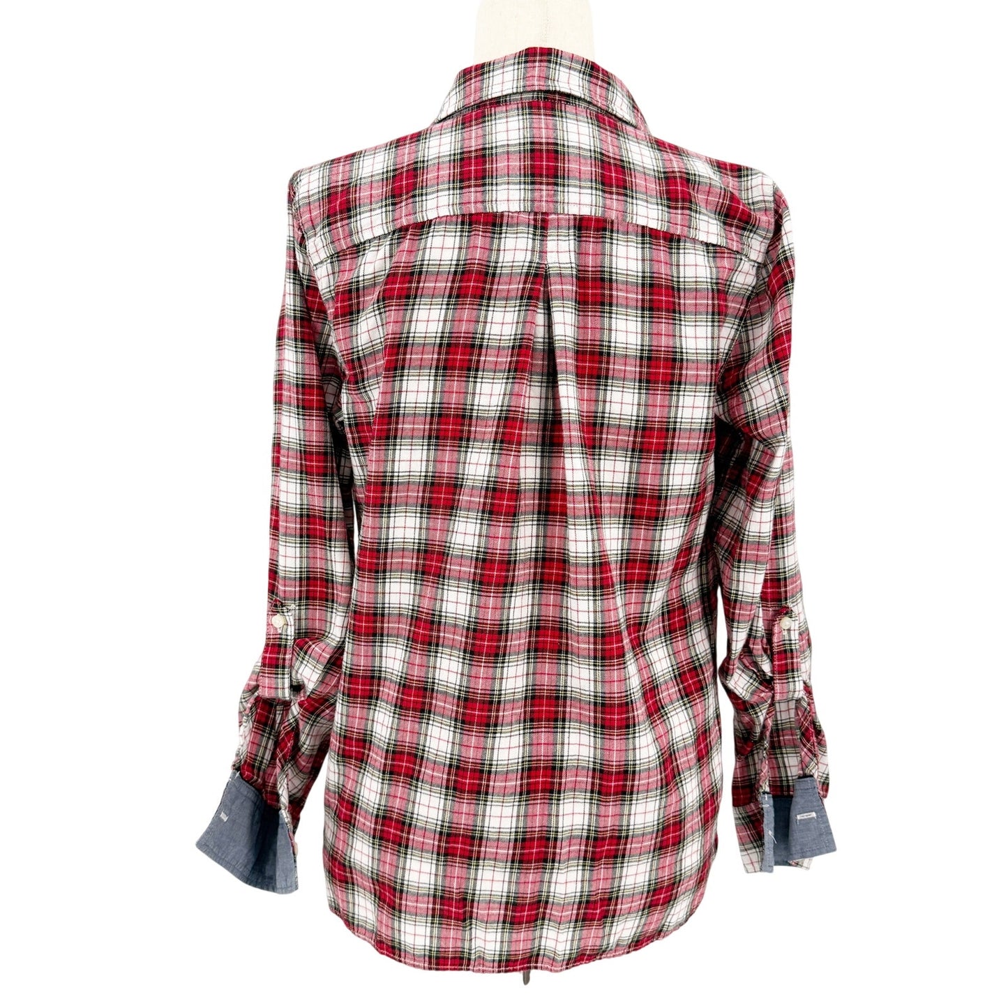 Tommy Hilfiger red white plaid Button Down Shirt women's MEDIUM flannel top