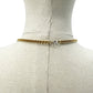 vintage gold tone metal chain chunky white beads Beaded Necklace costume jewelry
