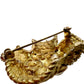 vintage gold faux pearls clear rhinestones BROOCH jewelry pin