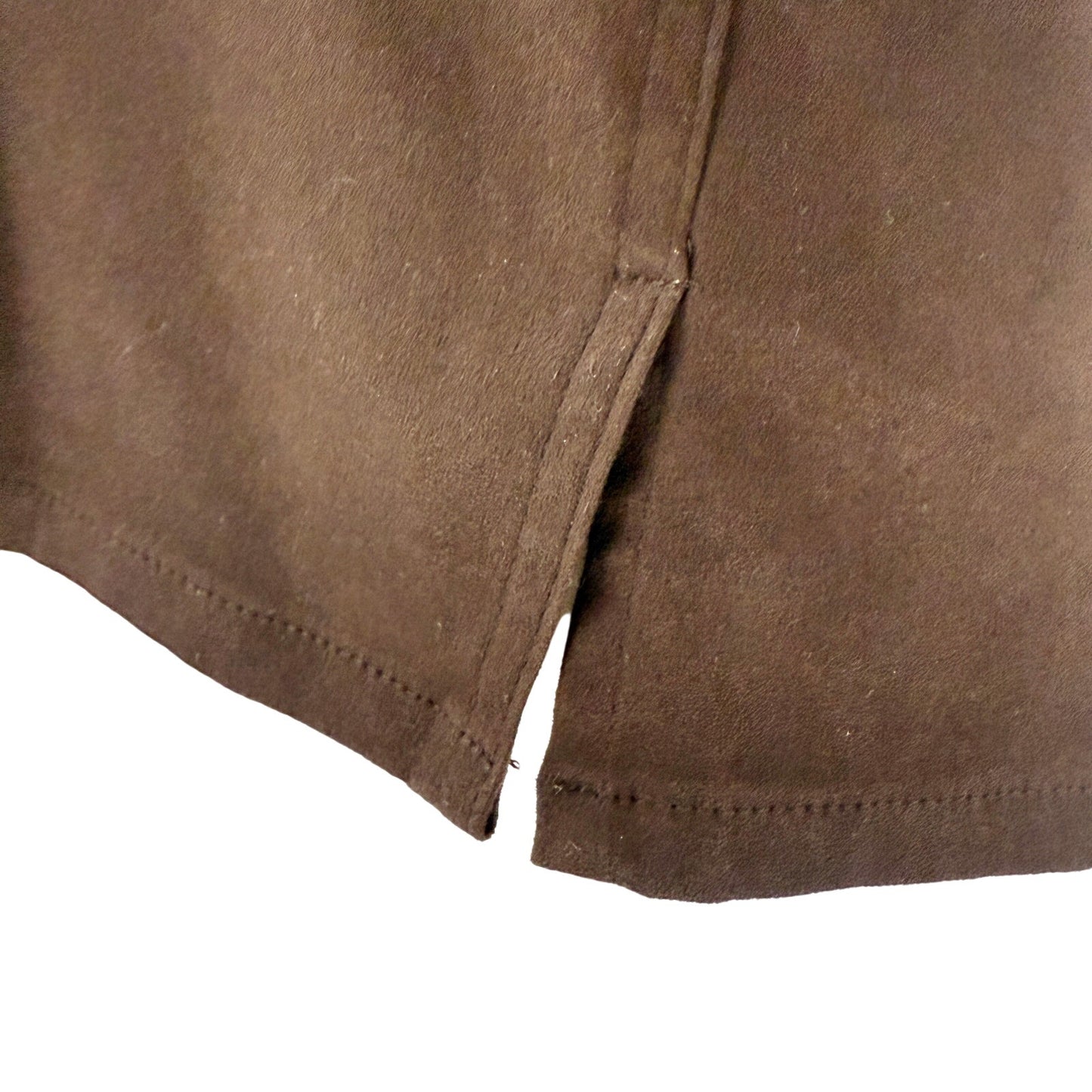 Talbots Collection brown stretch Button Up Top women's 10 large shirt faux suede