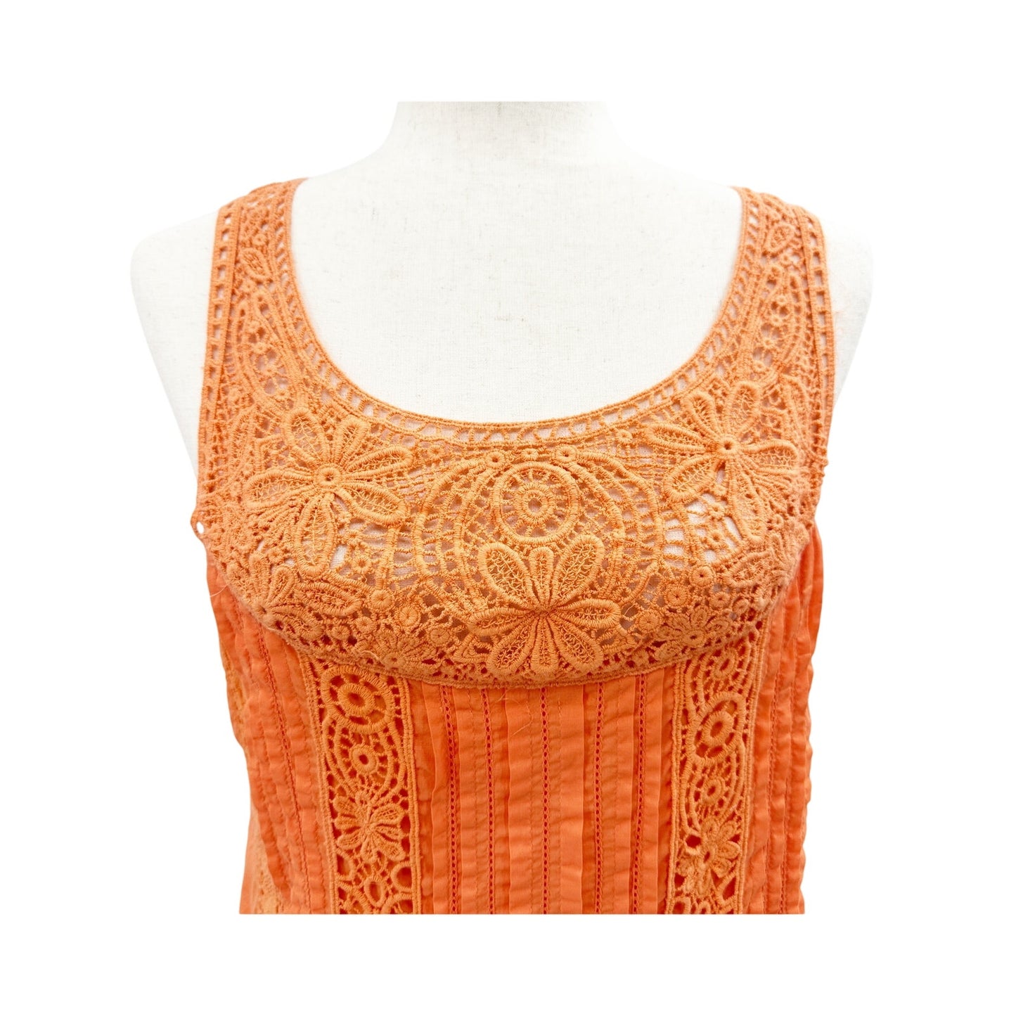 Sundance Amira orange lace pleated Summer casual Dress women's SMALL sundress