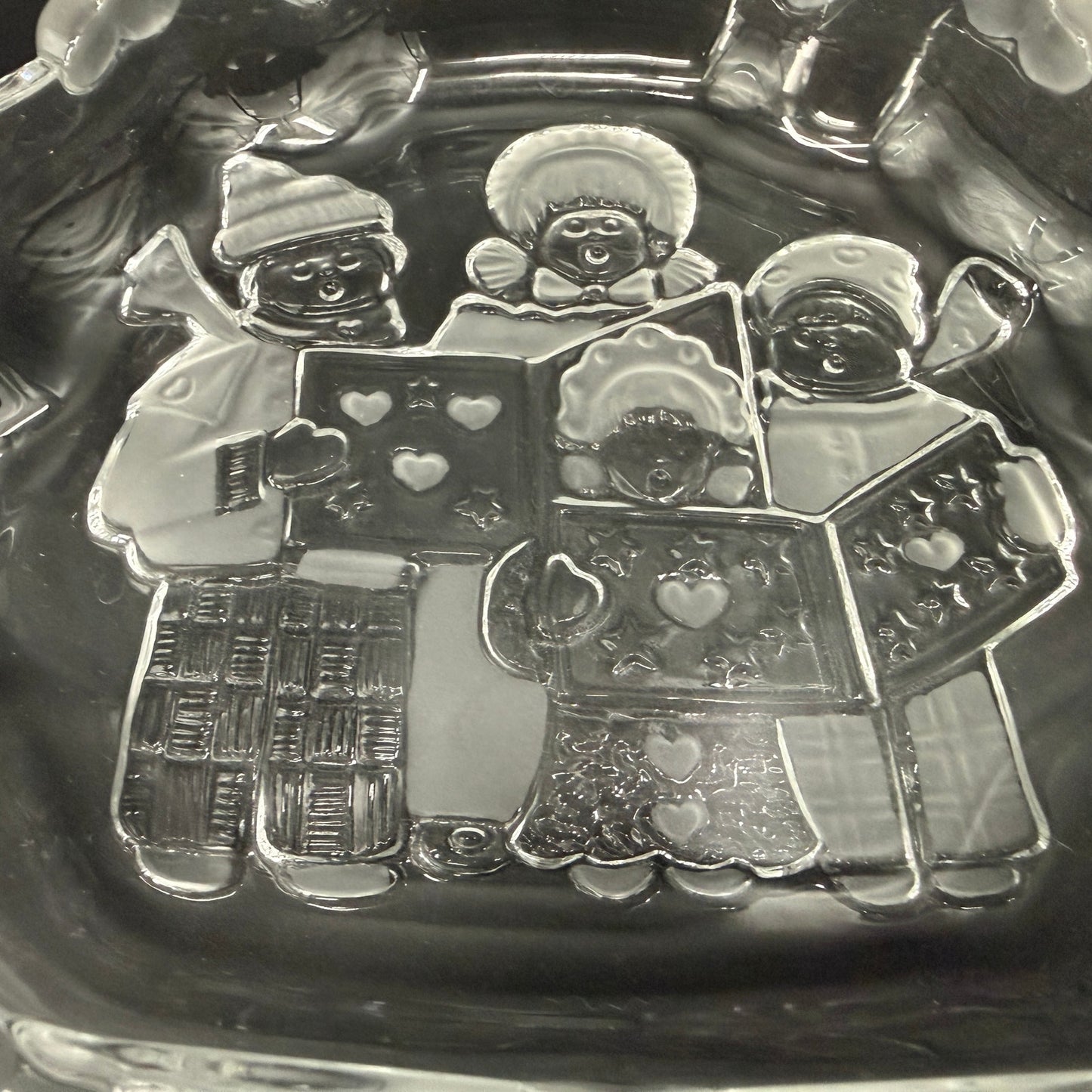 Mikasa frosted glass Sweet Meat Dish Carolers Collection Christmas holidays