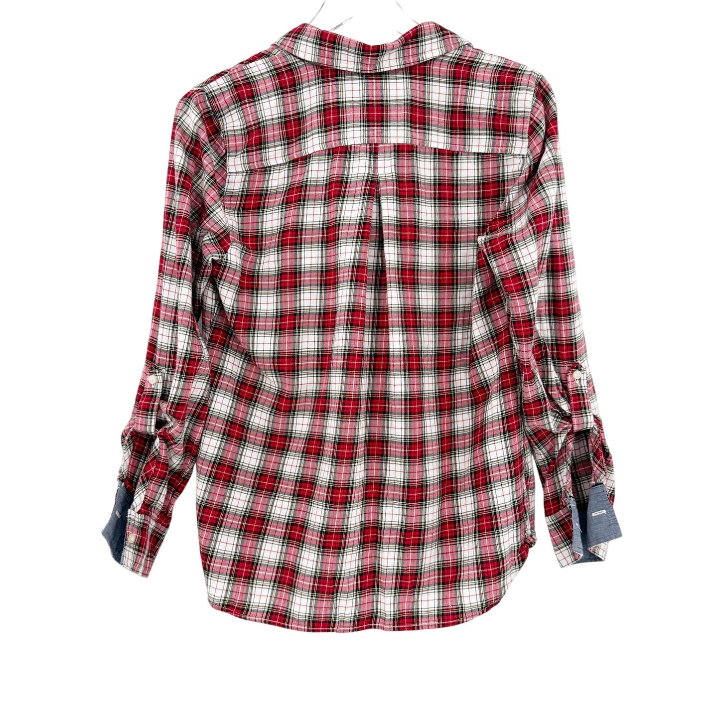 Tommy Hilfiger red white plaid Button Down Shirt women's MEDIUM flannel top