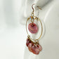 vintage BOHO gold pink shimmer shells rhinestones hook dangle EARRINGS jewelry