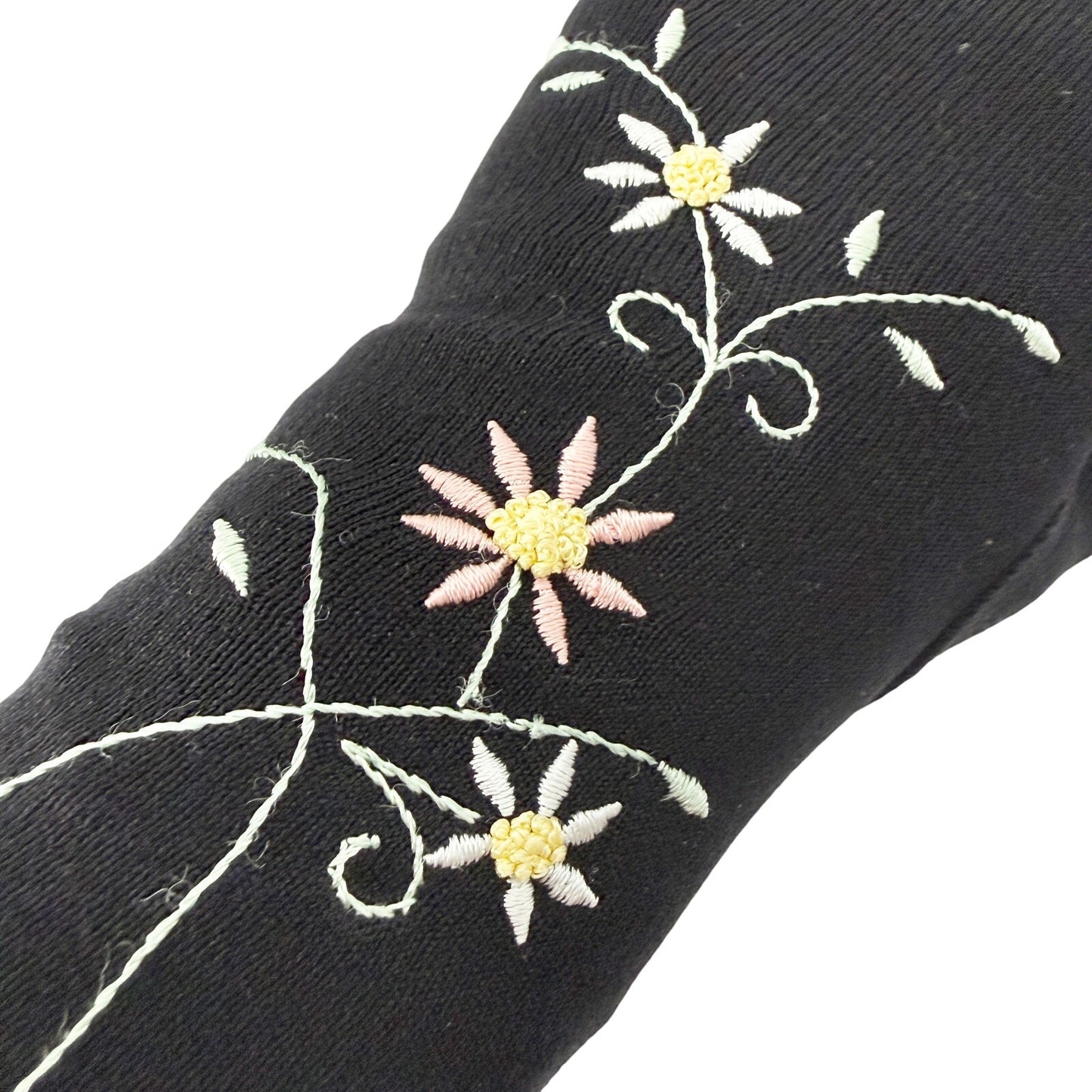 vintage Lillian Brasil black Fashion Dress Gloves womens SMALL floral embroidery