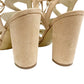 David's Bridal nude Faux Suede Lace-Up Sandals APARIS1 shoes block heels size 9