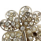 vintage silver & clear rhinestones four leaf clover BROOCH jewelry pin