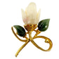 vintage ivory resin flower BROOCH gold floral jewelry pin *missing pin*