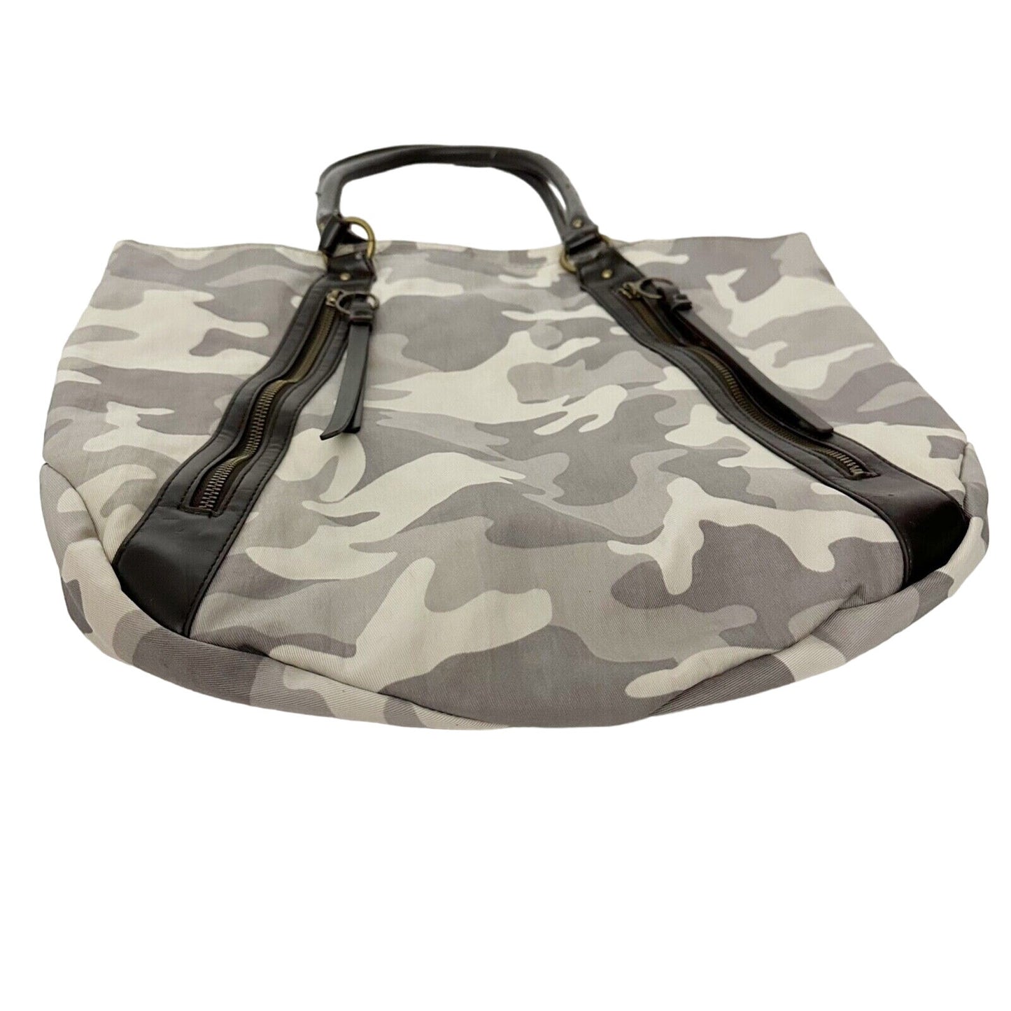 Banana Republic gray camouflage HANDBAG bag top handle purse faux leather camo