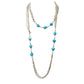 vintage gold chain Necklace faux pearls turquoise blue beads costume jewelry